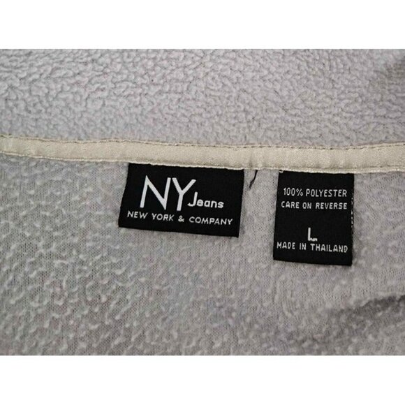 NY Jeans Gray Long Sleeve 1/4 Zip Stretch Fleece Pullover Cinch Bottom Top Sz L - Picture 3 of 3